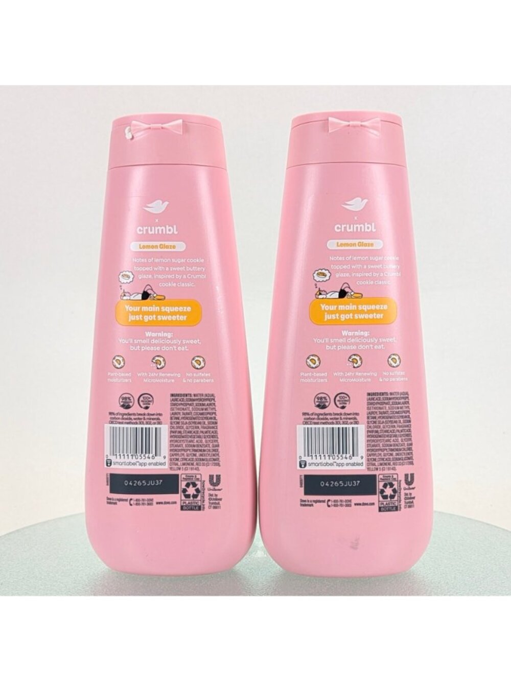 Dove x Crumbl Lot Of 2 Lemon Glaze Body Wash 20 oz - Limited Edition - NEW - Picture 3 of 4
